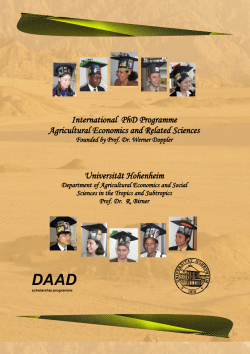 International PhD Programme Agricultural Economics and Related