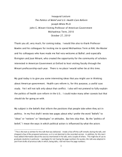 The Politics of Belief and US Health Care Reform