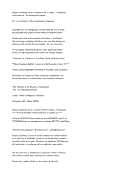 Project Gutenberg Etext of Memoirs of Mr. Charles J. Yellowplush