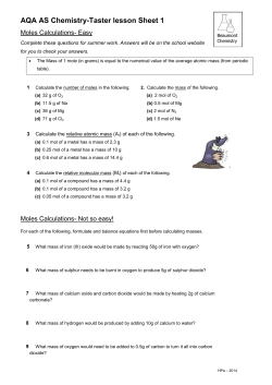 ISA Programme: AQA AS Chemistry &ndash;Teacher