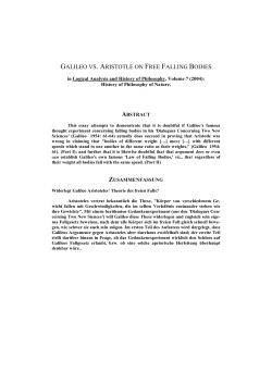 galileo vs. aristotle on free falling bodies - Philsci