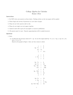 College Algebra for Calculus Exam 4 Key