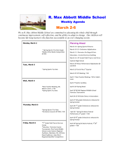 March 2nd &ndash; 6th - Max Abbott Middle School