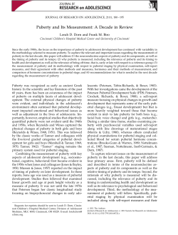 Puberty and Its Measurement: A Decade in Review