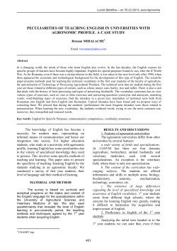 peculiarities of teaching english in universities with agronomic
