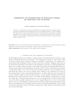 EMERGENCE OF CONDENSATION IN