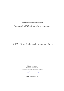 SOFA Time Scale and Calendar Tools