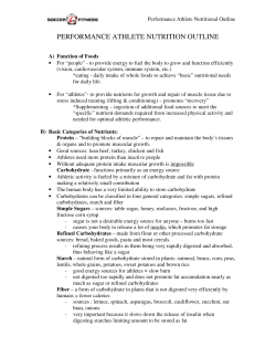 PERFORMANCE ATHLETE NUTRITION OUTLINE