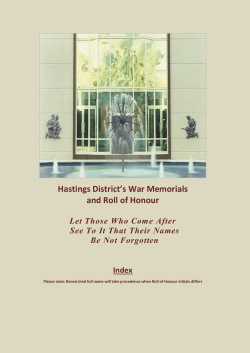 Hastings District`s War Memorials and Roll of Honour