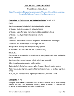 Ohio Revised Science Standards Water Related