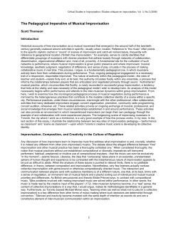 1 The Pedagogical Imperative of Musical Improvisation