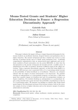 Means-Tested Grants and Students` Higher Education Decisions in