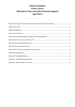 Finance Guidance Foster Carers Allowances, Fees and other