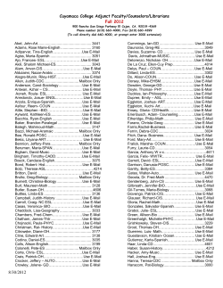 Cuyamaca College Adjunct Faculty/Counselors/Librarians Fall 2012