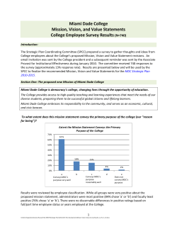 Miami Dade College Mission, Vision, and Value Statements College