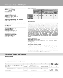 Steinway (I.S. 141) &bull; DBN 30Q141 Admissions Priorities and Programs