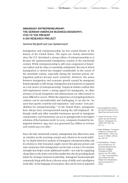 IMMIGRANT ENTREPRENEURSHIP - German Historical Institute