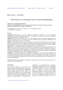 REVIEWPAPER Self-Awareness as a Therapeutic Tool for Nurse