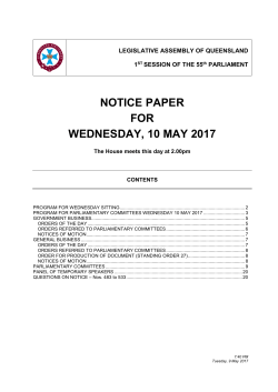Notice Paper for Wednesday, 10 May 2017