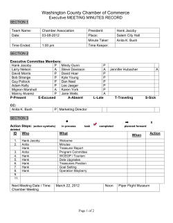 team meeting minutes - Washington County Indiana Chamber of