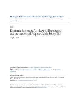 Economic Espionage Act--Reverse Engineering and the Intellectual