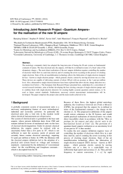 Introducing Joint Research Project &laquo;Quantum Ampere&raquo; for the