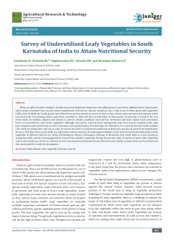 Survey of Underutilised Leafy Vegetables in South Karnataka of