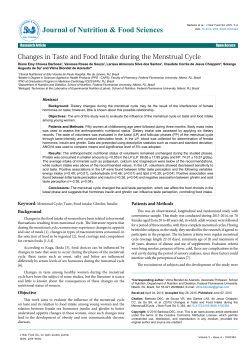 Changes in Taste and Food Intake during the Menstrual Cycle