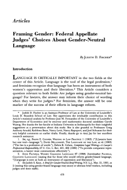 Federal Appellate Judges` Choices About Gender