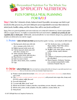 FLEX FORMULA MEAL PLANNING FOR KI DS