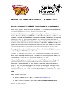 Sponsors announced for THE BIBLE, the epic TV mini