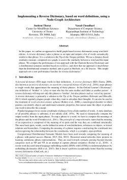 Implementing a Reverse Dictionary, based on word definitions