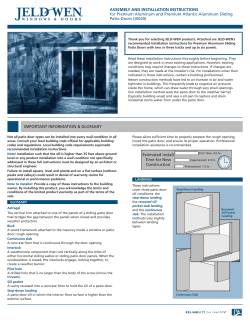 ASSEMBLY AND INSTALLATION INSTRUCTIONS For - Jeld-Wen