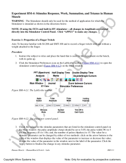 Stimulus Response, Work, Summation, and Tetanus in
