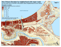 New Orleans Elevation by neighborhood with major roads