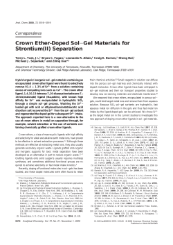 Crown Ether-Doped Sol&minus;Gel Materials for Strontium(II) Separation