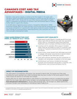 Canada`s Cost and Tax Advantages &ndash; Digital Media