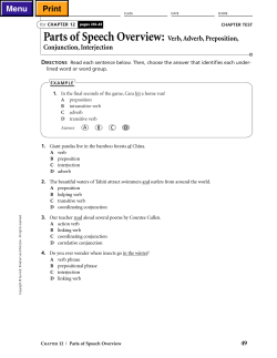 Parts of Speech Overview: Verb, Adverb, Preposition