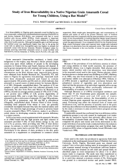 Study of Iron Bioavailability in a Native Nigerian Grain Amaranth
