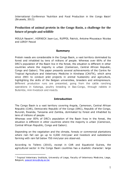 Production of animal protein in the Congo Basin, a challenge for the
