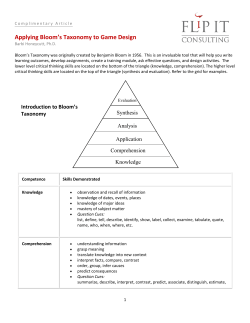 Applying Bloom`s Taxonomy to Game Design
