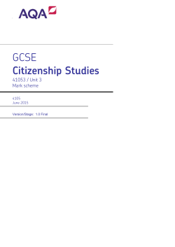 GCSE Citizenship Studies Mark scheme Unit 03 - Written