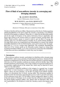 Flow of fluid of non-uniform viscosity in converging and diverging