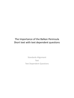 The Importance of the Balkan Peninsula