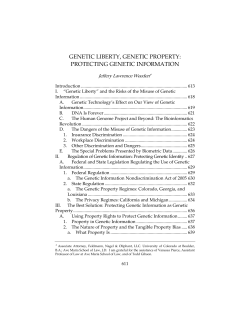 genetic liberty, genetic property: protecting genetic information
