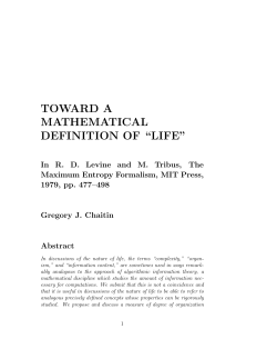 Toward a mathematical definition of ``life