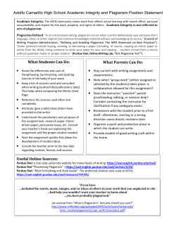 Academic Integrity Plagiarism Position Statement