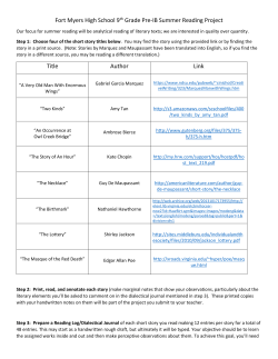 Pre IB 9 Summer Reading Project