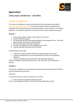 Agriculture Using topic sentences - activities