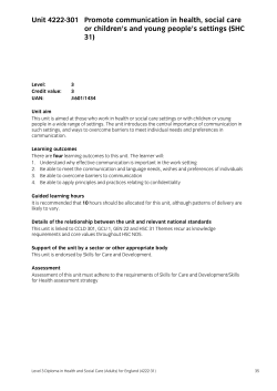 Unit 4222-301 Promote communication in health, social care or